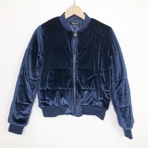 NEW Look navy blue velvet bomber jacket